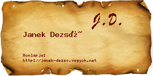 Janek Dezső névjegykártya